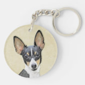 トイキツネテリア絵画ズ – かわいいオリジナルドッグアート キーホルダー (裏面)