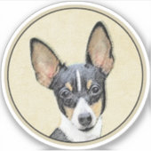 トイキツネテリア絵画ズ – かわいいオリジナルドッグアート シール (正面)