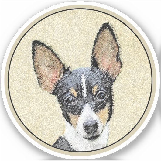 トイキツネテリア絵画ズ – かわいいオリジナルドッグアート シール (正面)