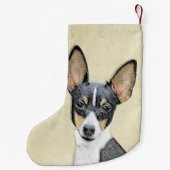 トイキツネテリア絵画ズ – かわいいオリジナルドッグアート スモールクリスマスストッキング (裏面)