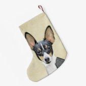 トイキツネテリア絵画ズ – かわいいオリジナルドッグアート スモールクリスマスストッキング (裏面 (吊り時))