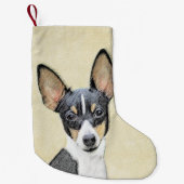 トイキツネテリア絵画ズ – かわいいオリジナルドッグアート スモールクリスマスストッキング (正面)