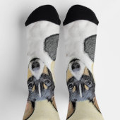 トイキツネテリア絵画ズ – かわいいオリジナルドッグアート ソックス (上部)