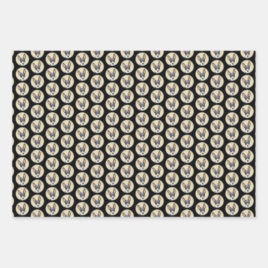 トイキツネテリア絵画ズ – かわいいオリジナルドッグアート ラッピングペーパーシート (正面3)