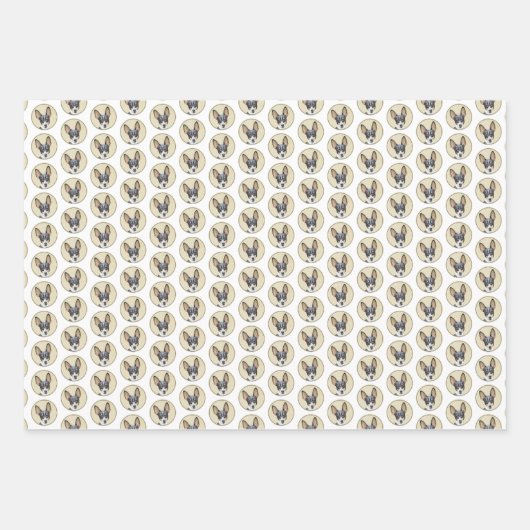 トイキツネテリア絵画ズ – かわいいオリジナルドッグアート ラッピングペーパーシート (正面2)