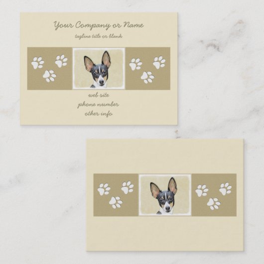 トイキツネテリア絵画ズ – かわいいオリジナルドッグアート 名刺 (正面/裏面)