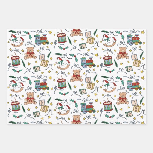 トイクラシックランド州クリスマス懐かしい玩具 ラッピングペーパーシート (正面3)