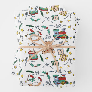 トイクラシックランド州クリスマス懐かしい玩具 ラッピングペーパーシート