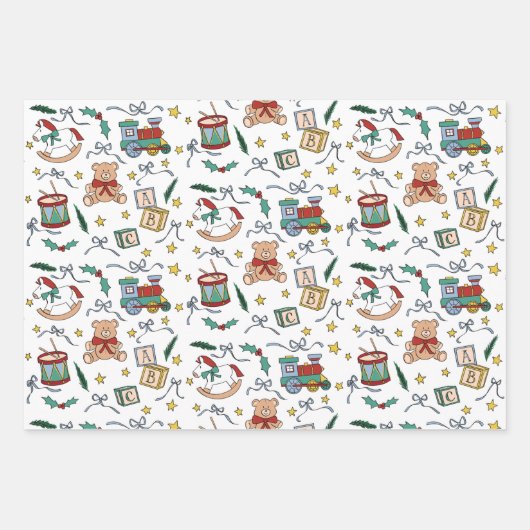 トイクラシックランド州クリスマス懐かしい玩具 ラッピングペーパーシート (正面)
