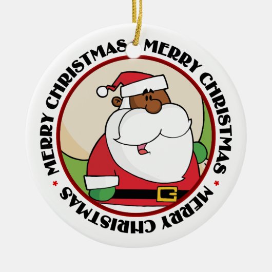 トイサック付きブラックサンタクロース セラミックオーナメント (正面)