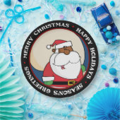 トイサック付きブラックサンタクロース ペーパープレート (パーティー)