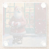 トイショップAIアートの前でサンタクロース ガラスコースター (裏面)