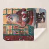 トイショップAIアートの前でサンタクロース シェルパブランケット (正面(横))