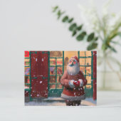 トイショップAIアートの前でサンタクロース ポストカード (スタンド正面)