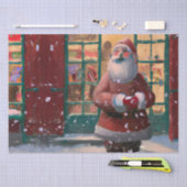 トイショップAIアートの前でサンタクロース 薄葉紙 (クラフト)