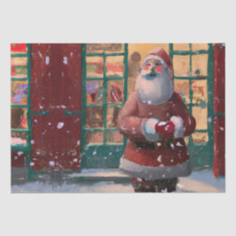 トイショップAIアートの前でサンタクロース 薄葉紙