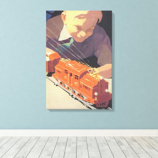 トイズトレイン遊ズ付きヴィンテージクリスマス キャンバスプリント (インサイチュ (ウッドフロア))