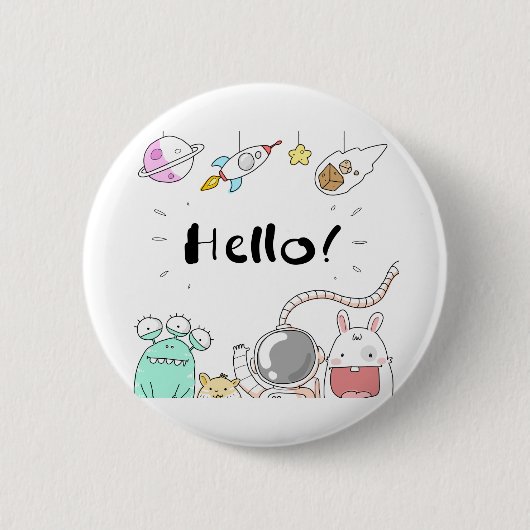 トイズ宇宙飛行士ロケットプラネット銀河系エイリアンモンスター。 缶バッジ (正面)