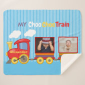 トイトレイントドラーボーイ誕生日ブルー シェルパブランケット (正面(横))