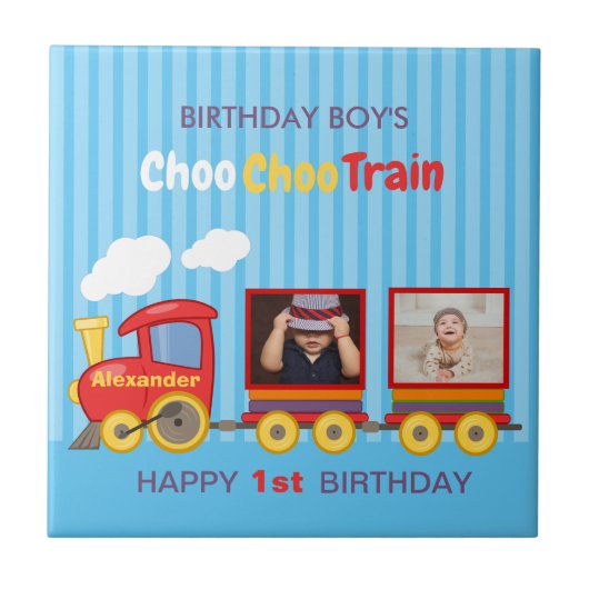 トイトレイントドラーボーイ誕生日ブルー タイル (正面)