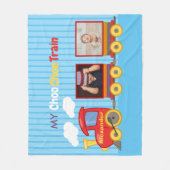 トイトレイントドラーボーイ誕生日ブルー フリースブランケット (正面)