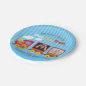 トイトレイントドラーボーイ誕生日ブルー ペーパープレート (アングル)