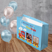 トイトレイントドラーボーイ誕生日ブルー ラージペーパーバッグ