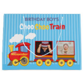 トイトレイントドラーボーイ誕生日ブルー ラージペーパーバッグ (正面)