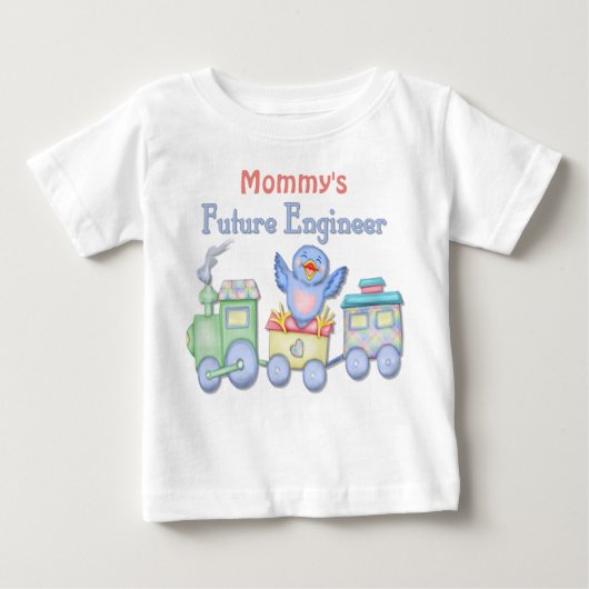 トイトレインブルーバードフューチャーエンジニアベビー- Mommy's ベビーTシャツ (正面)