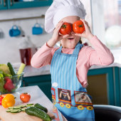 トイトレイン幼児ボーイズ誕生日ブルー エプロン