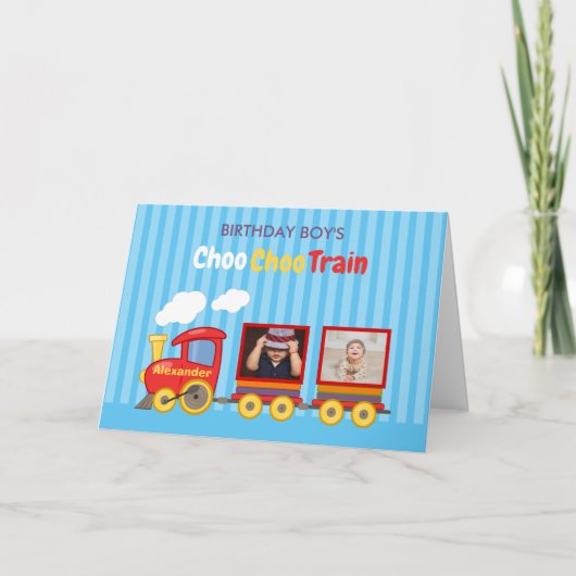 トイトレイン幼児ボーイズ誕生日ブルー カード (正面)