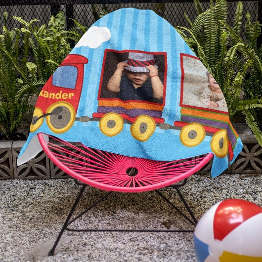 トイトレイン幼児ボーイズ誕生日ブルー バスタオルセット