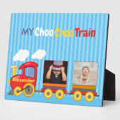 トイトレイン幼児ボーイズ誕生日ブルー フォトプラーク (側面)