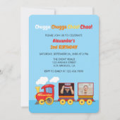 トイトレイン幼児ボーイズ誕生日ブルー 招待状 (正面)