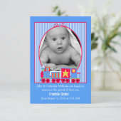 トイトレイン男の赤ちゃん誕生発表写真カード 案内状 (スタンド正面)