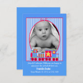 トイトレイン男の赤ちゃん誕生発表写真カード 案内状 (正面/裏面)