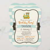 トイトレイン;ブラウン、オレンジ、イエロー、ティール(緑がかった色)、ブルー 招待状 (正面/裏面)