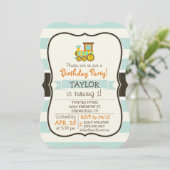 トイトレイン;ブラウン、オレンジ、イエロー、ティール(緑がかった色)、ブルー 招待状 (スタンド正面)