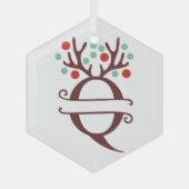 トイパーソナライズされたンデナー〔雄ジカの〕枝角名「Q」 ガラスオーナメント (正面)