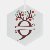 トイパーソナライズされたンデナー〔雄ジカの〕枝角名「Q」 ガラスオーナメント (裏面)