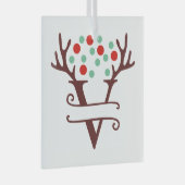 トイパーソナライズされたンデナー〔雄ジカの〕枝角名「V」 ガラスオーナメント (正面右)