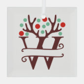 トイパーソナライズされたンデナー〔雄ジカの〕枝角名「W」 ガラスオーナメント (裏面)