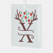 トイパーソナライズされたンデナー〔雄ジカの〕枝角名「X」 ガラスオーナメント (正面左)