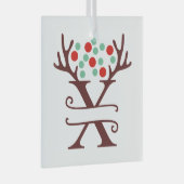 トイパーソナライズされたンデナー〔雄ジカの〕枝角名「X」 ガラスオーナメント (正面右)