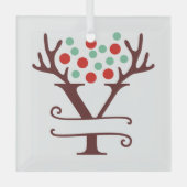 トイパーソナライズされたンデナー〔雄ジカの〕枝角名「Y」 ガラスオーナメント (正面)