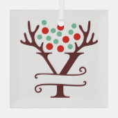 トイパーソナライズされたンデナー〔雄ジカの〕枝角名「Y」 ガラスオーナメント (裏面)