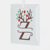 トイパーソナライズされたンデナー〔雄ジカの〕枝角名「Z」 ガラスオーナメント (正面左)