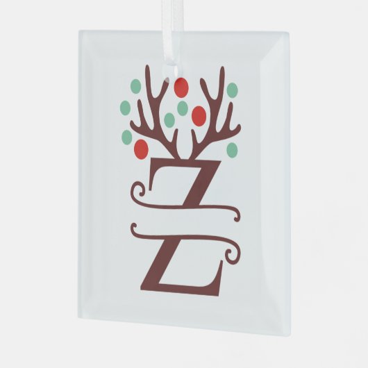 トイパーソナライズされたンデナー〔雄ジカの〕枝角名「Z」 ガラスオーナメント (正面左)