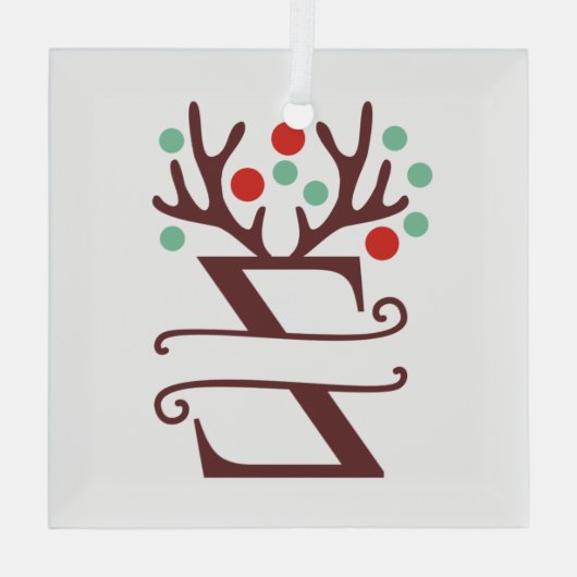 トイパーソナライズされたンデナー〔雄ジカの〕枝角名「Z」 ガラスオーナメント (裏面)