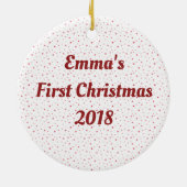 トイパーソナライズされたンデリアベビー初めてのクリスマス セラミックオーナメント (裏面)